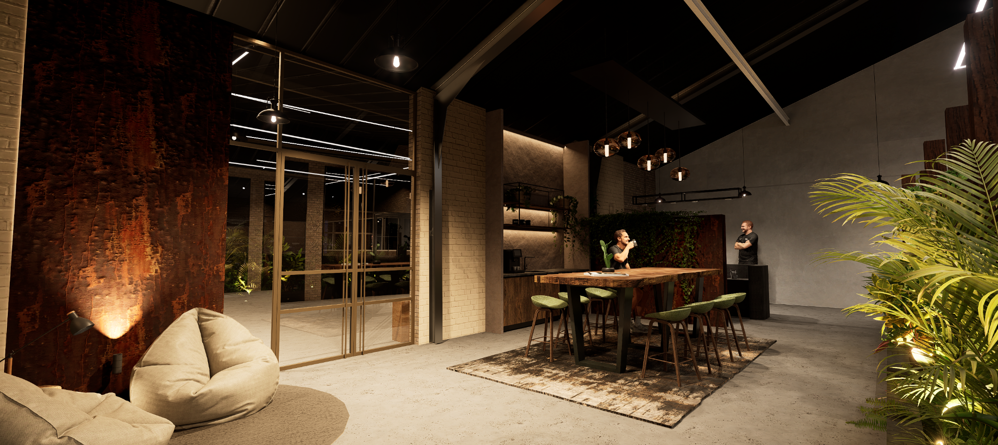 Lounge en communityruimte van AXON Maasbracht